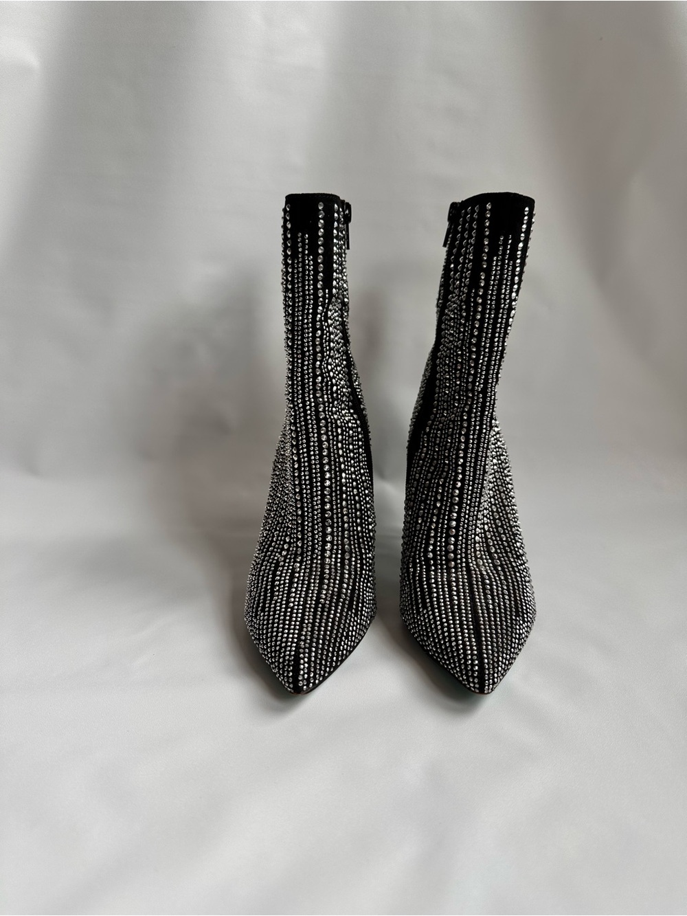 Betsey Johnson Black Rhinestone Pointed Sock Booties - Picture 2 of 6